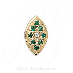 GS034 D/E - 14 Karat Gold Slide with Diamond center and Emerald accents 